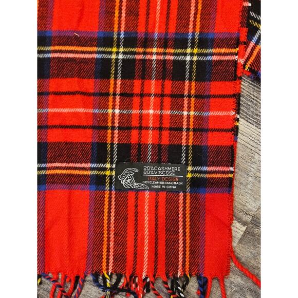 Cashmere viscose red plaid holiday scarf butter soft Xmas gift tartan - Picture 2 of 5